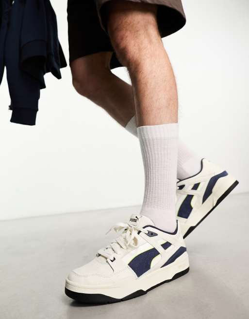 Puma SMASH - Trainers - white/navy/gold/white 