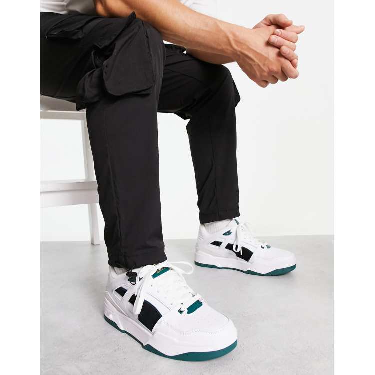 Puma slipstream trainers in white black and green suede detail | ASOS