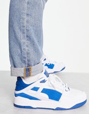 Puma slipstream trainers in white with blue suede detail