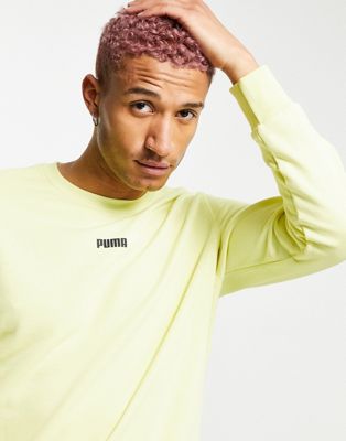 Puma small logo sweatshirt in yellow - ASOS Price Checker