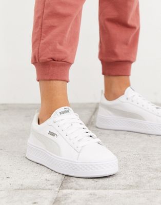 Puma Smash platform sneaker in white | ASOS