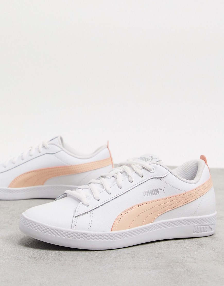 Puma Smash trainers in white and pink