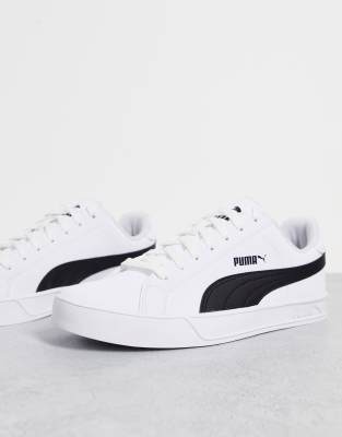 Puma Smash Vulc sneakers in white and black ASOS