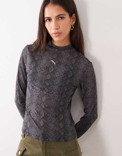 Puma Snake printed mesh tee in black - view 1