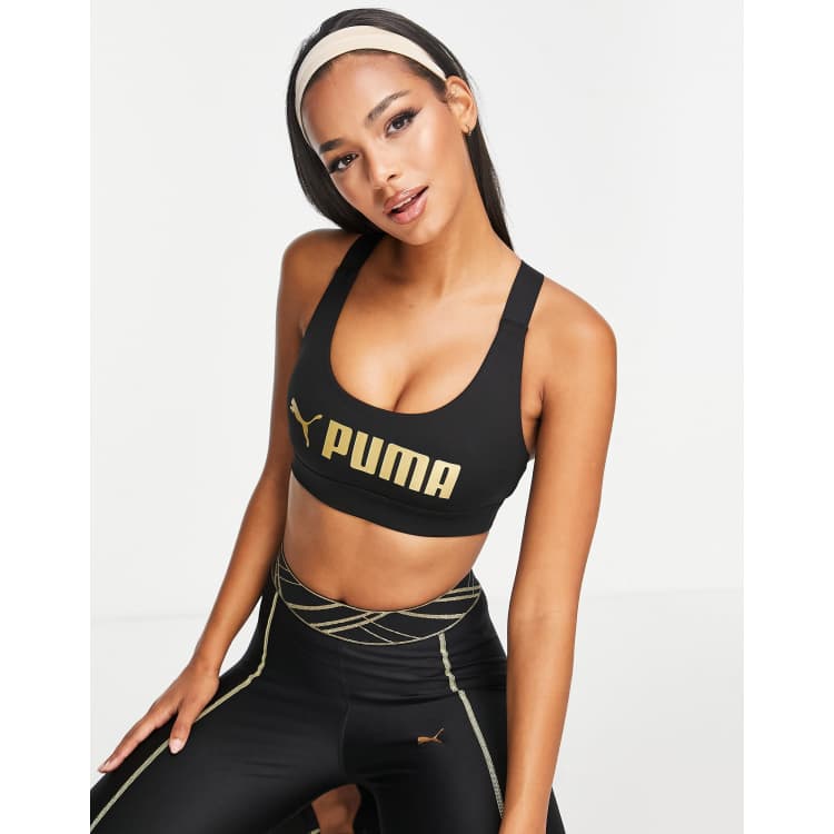 Brassière de sport maintien moyen noir Puma