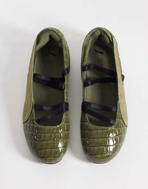 PUMA – Speedcat – Ballerinas in Kroko-Grün, 2 von 5