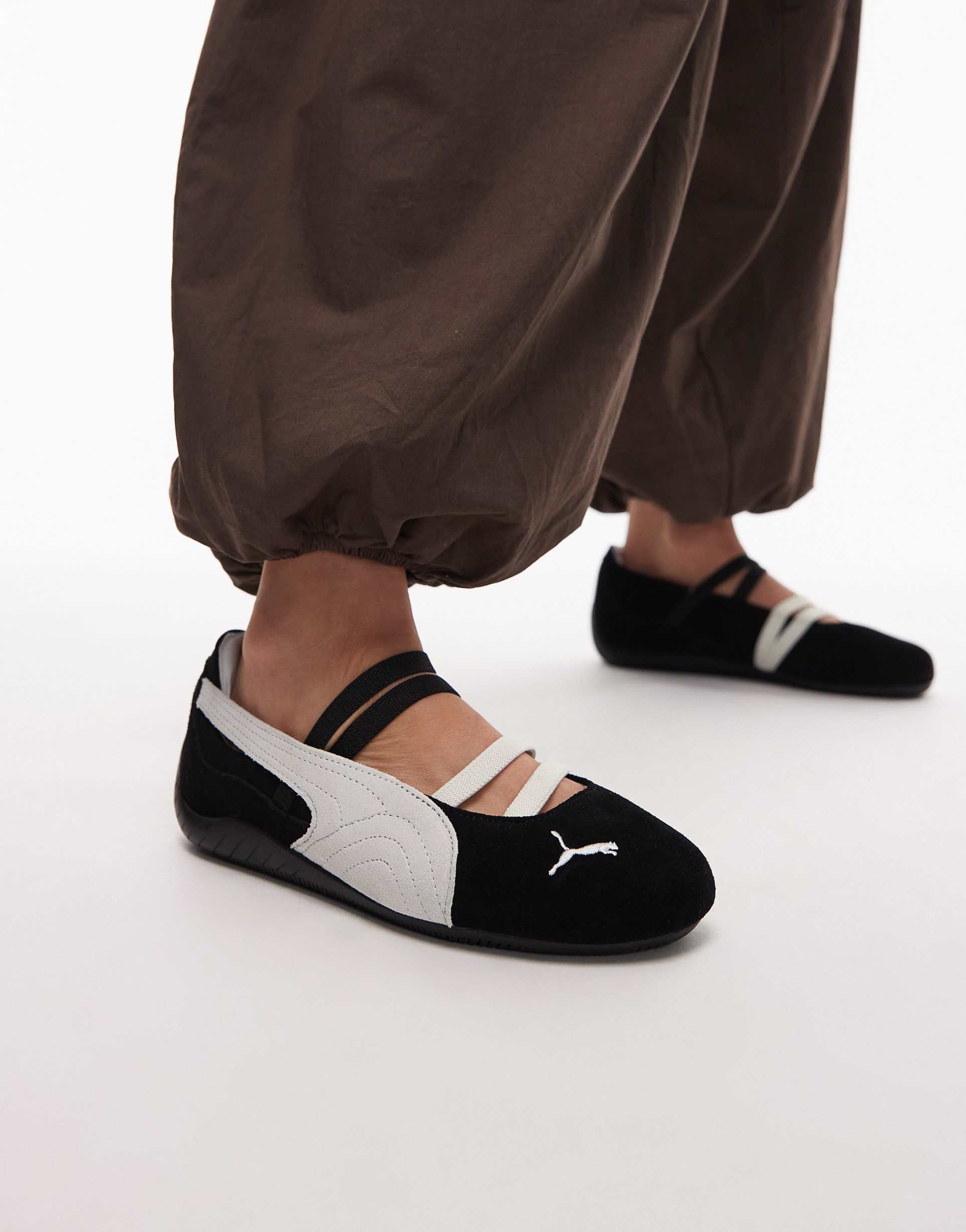 puma speedcat ballet flats in black and white