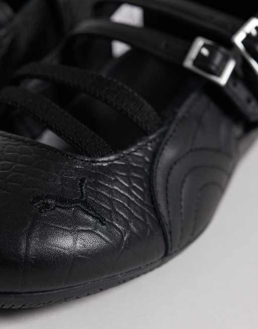 Puma Speedcat ballet flats in black croc print, 3 of 5