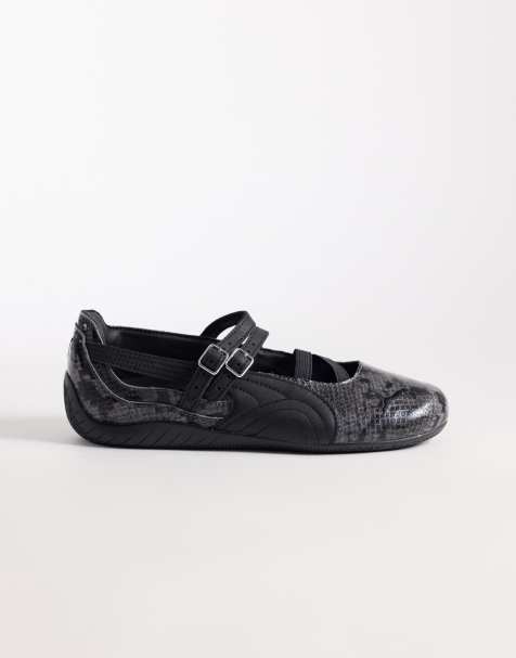 Puma Speedcat ballet flats in black snake print - view 1