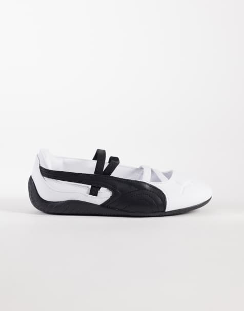 PUMA Speedcat ballet flats in white and black leather - view 1