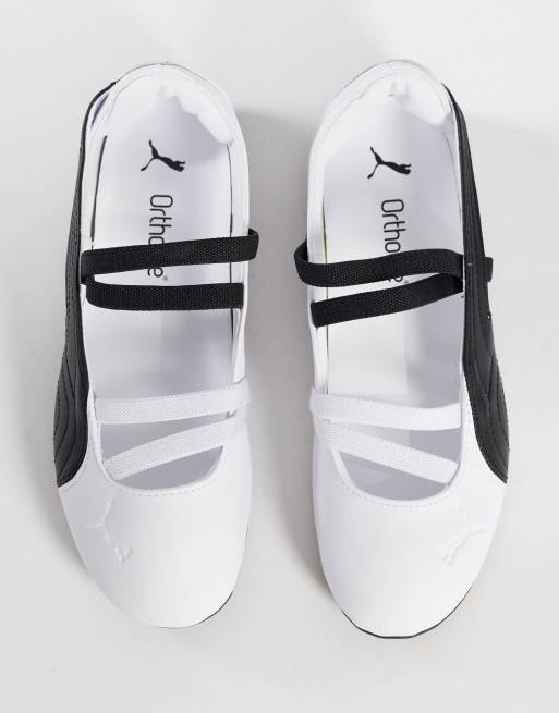 PUMA Speedcat ballet flats in white and black leather, 3 of 5
