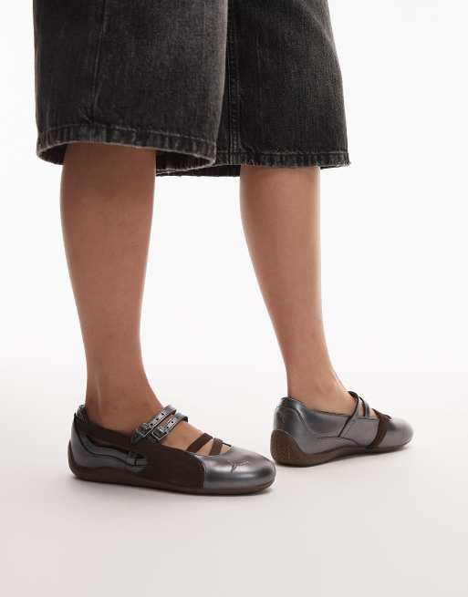 Puma Speedcat ballet flats lux in metallic silver and chocolate brown, 3 of 5