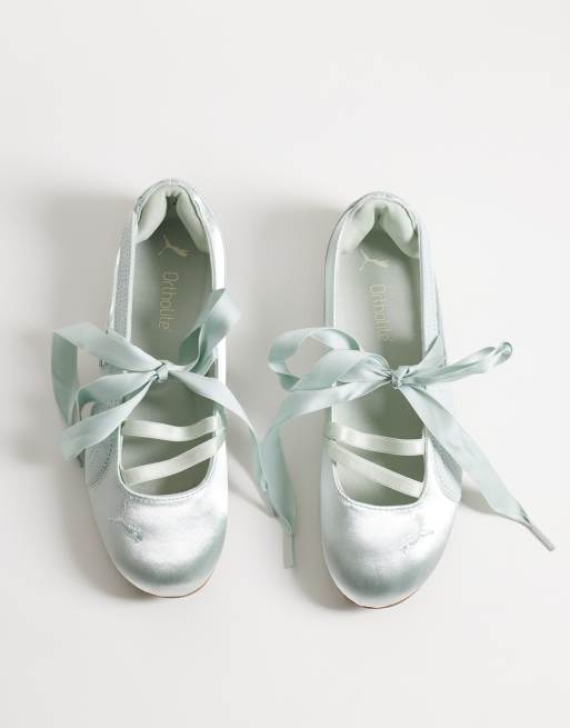 Puma Speedcat Etoile Ballet flats with lace detail in light green, 2 of 5