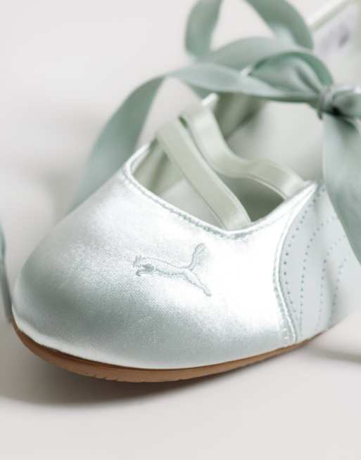 Puma Speedcat Etoile Ballet flats with lace detail in light green, 3 of 5