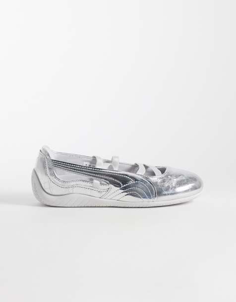 PUMA – Speedcat – Flache Ballerinas in Metallic-Silber - view 1