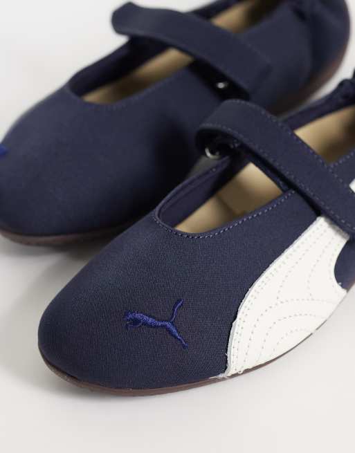 Puma Speedcat Fleur Ballerinas aus blauem Nylon, 3 von 5