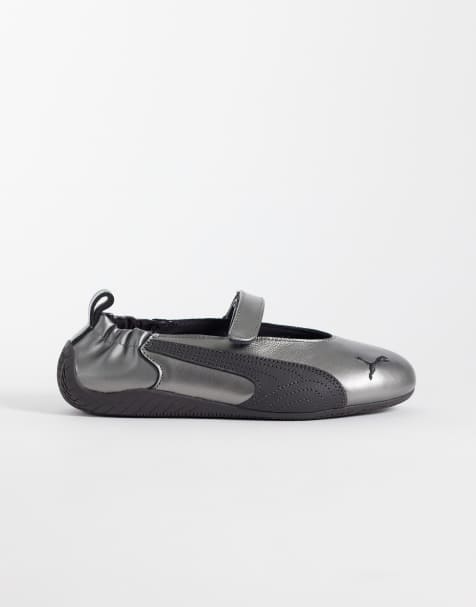 Puma Speedcat Fleur ballet flats in metallic silver - view 1