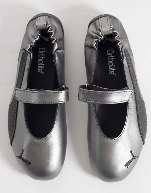 Puma Speedcat Fleur ballet flats in metallic silver, 2 of 5