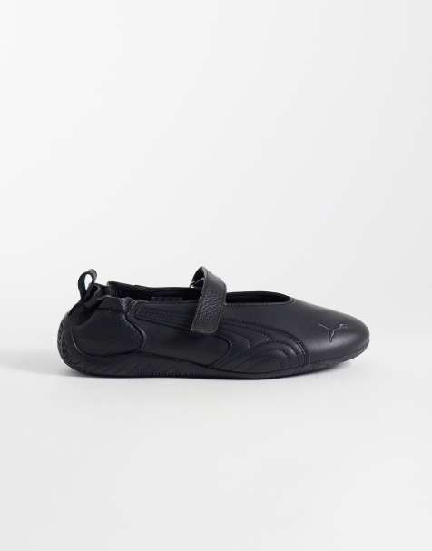 PUMA - Speedcat Fleur - Sorte flade ballerinaer i læder - view 1