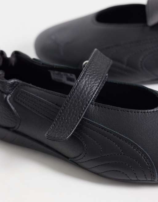 PUMA - Speedcat Fleur - Sorte flade ballerinaer i læder, 3 af 5