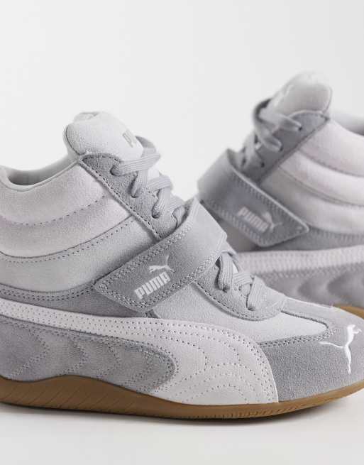 Puma Speedcat Keilsneaker aus grauem und weißem Wildleder, 4 von 5