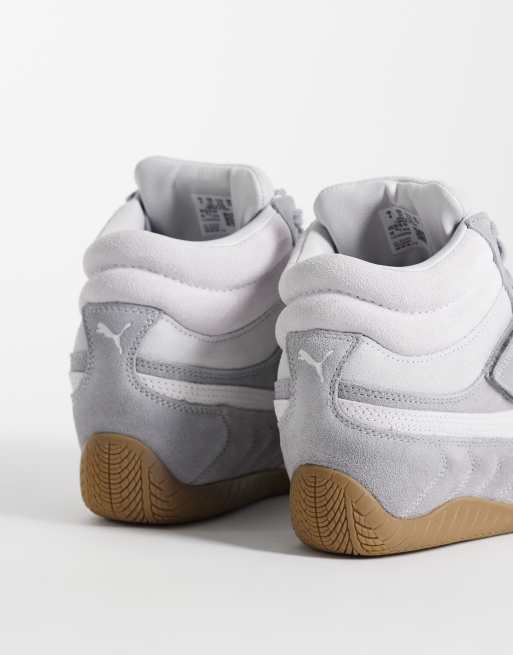 Puma Speedcat Keilsneaker aus grauem und weißem Wildleder, 5 von 5