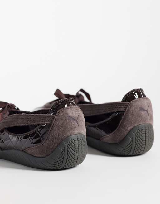 PUMA Speedcat Nova Ballerinas in Braun mit Kroko-Print, 4 von 5