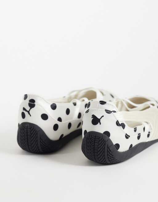 Puma Speedcat polka dot ballet flats in white, 3 of 4