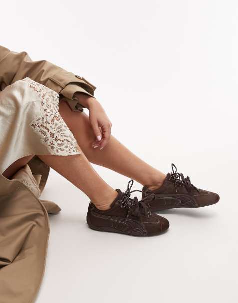 Puma Speedcat pony hair trainers in chocolate brown - view 1