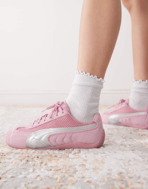 Puma Speedcat Premium trainers in pink and metallic silver