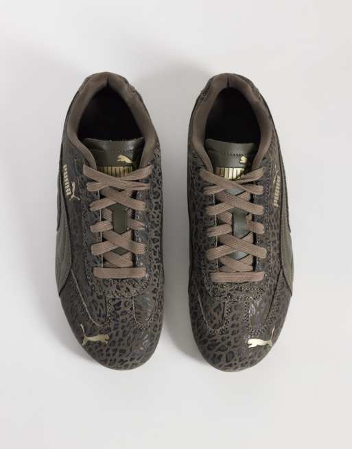 PUMA Speedcat sneakers in leopard print with interest lace in brown, 2 of 5