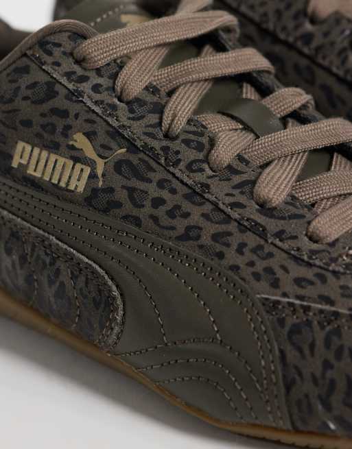PUMA Speedcat sneakers in leopard print with interest lace in brown, 3 of 5