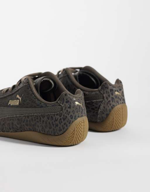 PUMA Speedcat sneakers in leopard print with interest lace in brown, 4 of 5