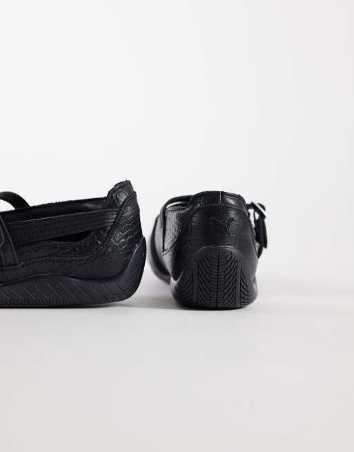 PUMA – Speedcat – Svarta, krokodilskinnsmönstrade, platta ballerinaskor, 2 av 5