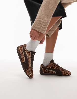 Puma Speedcat trainers in leopard print-Brown