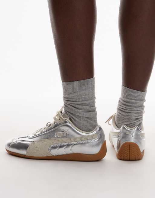 Puma Speedcat trainers with gum sole in metallic silver, 3 of 5