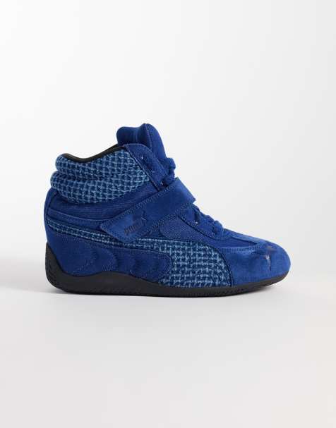 Puma Speedcat wedge trainers in blue denim - view 1