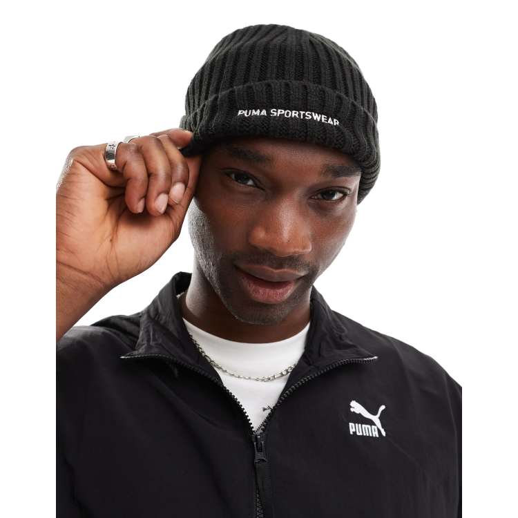 PUMA sportswear fisherman beanie in black