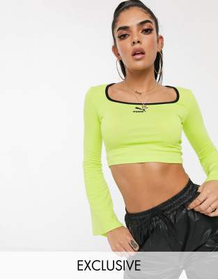 Puma Square Neck Crop Top in Neon Green