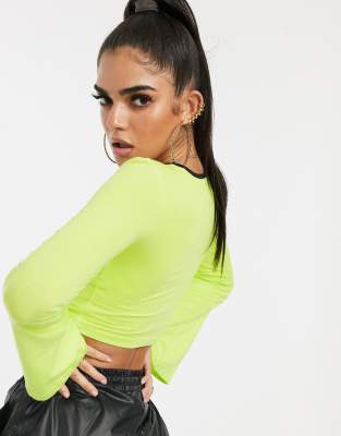 neon square neck crop top