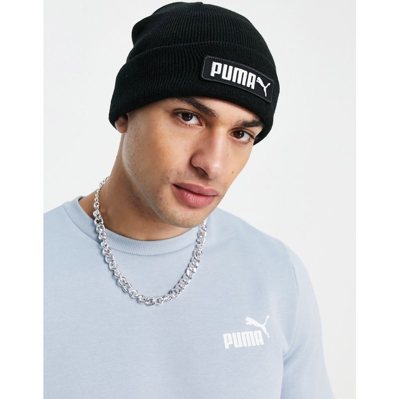Puma – Strickmütze in Schwarz mit Logo