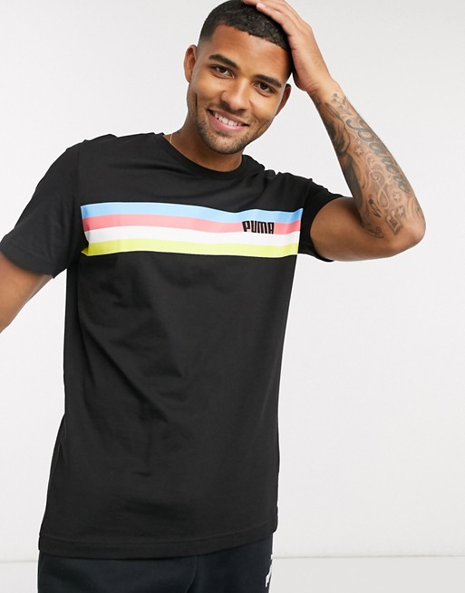 Puma stripe chest t-shirt in black