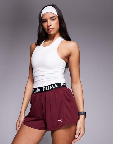 Puma Strong 3" knit shorts in burgundy - view 1