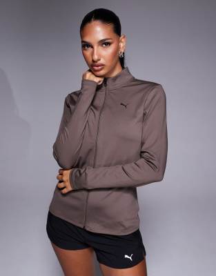 PUMA - Strong - Oberteil in Braun mit durchgehendem Reißverschluss-Brown