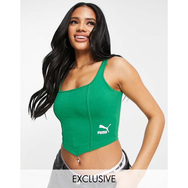 たんぽぽ※PUMA × AMERI COLLAB BUSTIER TOP PUMA structured corset top in green - Exclusive to ASOS | ASOS