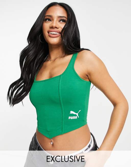 PUMA structured corset top in green - Exclusive to ASOS