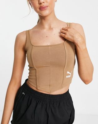 Puma structured corset top in tan - exclusive at ASOS