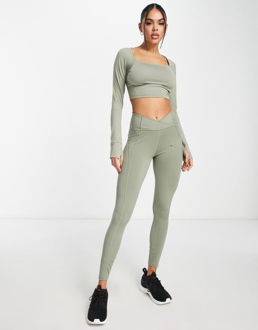 Puma Studio Granola Legging sculptant avec taille en V Kaki p le