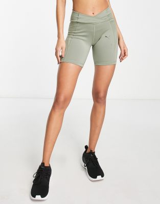 Puma Studio Granola sculpted 5 inch shorts with v waistband in muted khaki - ASOS Price Checker