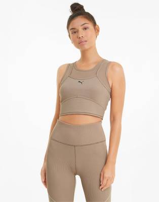 Puma Studio layered crop top in beige